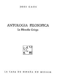 Antología filosófica : la filosofía griega