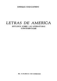 Letras de América : estudios sobre las literaturas continentales