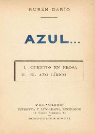 Azul... / Rubén Darío | Biblioteca Virtual Miguel de Cervantes