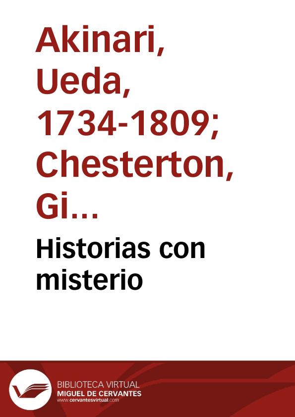 Historias Con Misterio Biblioteca Virtual Miguel De Cervantes