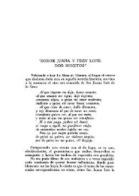 Soror Juana y Frey Lope: dos sonetos / Carlos González Echegaray | Biblioteca Virtual Miguel de Cervantes