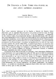 De Granada a Lope. Una fuente de "Los cinco misterios dolorosos" / Alberto Blecua | Biblioteca Virtual Miguel de Cervantes