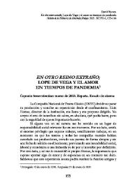 "En otro reino extraño"; Lope de Vega y el amor en tiempos de pandemia / David Boceta | Biblioteca Virtual Miguel de Cervantes