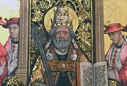 Benedicto XIII (Papa Luna). Retrato de Joan Reixach (s. XV) ubicado en la iglesia de Santa María de Morella (Fuente: Wikimedia Commons).