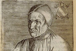 Eugenio IV. Calcografía por Giovanni Battista Cavalieri para «Pontificum romanorum effigies», Rome: Apud Franciscum Zanettum, 1580 (Fuente: Biblioteca Valenciana Digital - BIVALDI).