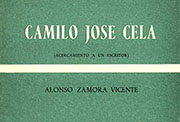 Portada de «Camilo José Cela (acercamiento a un escritor)» (Madrid, Gredos, 1962).