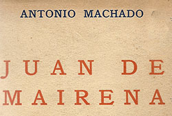 Cubierta de «Juan de Mairena: sentencias, donaires, apuntes y recuerdos de un profesor apócrifo», Madrid, Espasa-Calpe, 1936 (Fuente: Imagen cortesía de la Biblioteca Tomás Navarro Tomás - CCHS-CSIC).