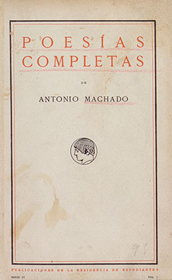 Cubierta de «Poesías completas» [1899-1917], Madrid, Residencia de Estudiantes, 1917 (Fuente: Biblioteca Digital Hispánica).