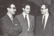 Antonio Rodríguez Huéscar con Jaime Benítez y Julián Marías en Puerto Rico, 1956.
