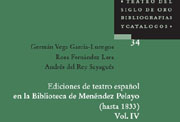 Cubierta del cuarto tomo de las ediciones de teatro en la Biblioteca de Menéndez Pelayo.
