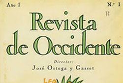 Cubierta de la «Revista de Occidente», publicación fundada por José Ortega y Gasset en 1923. María Zambrano, discípula de Ortega, era una habitual colaboradora de la Revista, publicando textos.