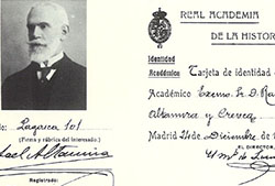 Ficha personal de Rafael Altamira como miembro de la Real Academia de la Historia (1922).