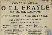 Portada de una suelta O el fraile ha de ser ladrón, o el ladrón ha de ser fraile. Biblioteca Nacional de España.
