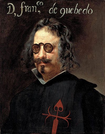 Retrato a color pintado por Juan van der Hamen de Francisco de Quevedo con el hábito de Santiago.