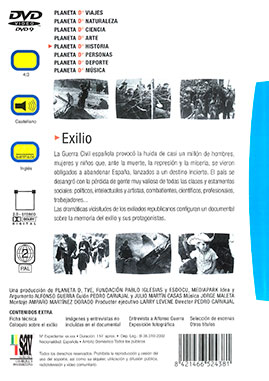 Imagen trasera del DVD Exilio. El exilio republicano español