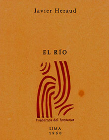 Portada de «El río», Lima, La Rama Florida, 1960, Colección Cuadernos del Hontanar (Fuente: Imagen cortesía de los herederos de Javier Heraud)