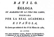 Portada de «Égloga en alabanza de la vida del campo», de Meléndez Valdés, Madrid, Joaquín Ibarra, 1780.