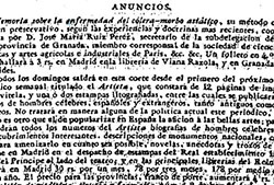 Anuncio de la salida de «El Artista» publicado en la Gaceta de Madrid, 28 de junio de 1834. Detalle