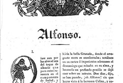 Primera página del relato romántico titulado «Alfonso», de Javier de Urroz. Publicado en «Siglo XIX», I, Madrid, 1837, pp. 241-245