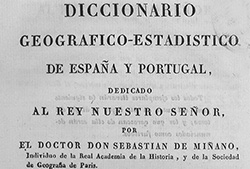 Portada del «Diccionario Geográfico Estadístico», de Sebastián Miñano, Madrid, 1826