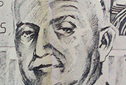 Dibujo de Manuel Ugarte por Huelén (Fuente: Manuel Ugarte. «Recuerdos literarios del París de otros tiempos», «La Nación», Santiago de Chile, 14/4/1940)