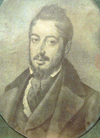 Mariano José de Larra, retrato litografiado por J. Donon, Madrid.