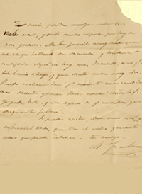 Carta de Larra a su mujer, Josefa Wetoret, conservada por la familia.