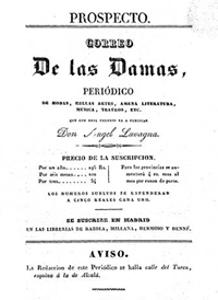 «Correo de las Damas: periódico de modas , bellas artes, amena literatura, música, teatros. etc.», prospecto.