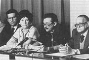 Benedetti con H. Santamaría y A. Carpentier en la Casa de las Américas (1978)