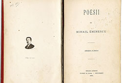Mihai Eminescu, «Poesii» (Poesías), Bucarest, Librariei, 1885 (Fuente: © Memorial Ipoteşti).
