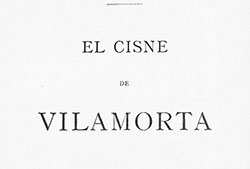 Portada de «El cisne de Vilamorta», Madrid, Librería de Fernando Fé, 1885 (Fuente: Galiciana: Biblioteca Dixital de Galicia).