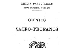 Portada de «Cuentos sacro-profanos», Madrid, Administración, s. a. [1899] (Fuente: Biblioteca Digital Hispánica).