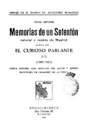 Portada de «Memorias de un Setentón, natural y vecino de Madrid» escritas por El Curioso Parlante.