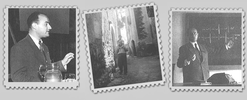Conjunto de tres imágenes fotográficas en blanco y negro del Catedrático de Filología Latina Sebastián Mariner Bigorra.
