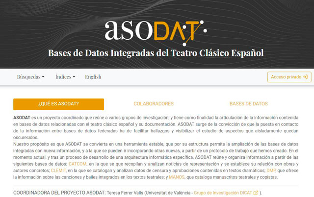 ASODAT. Bases de datos integradas del Teatro Clásico Español