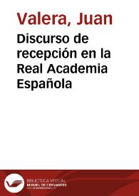 Discurso de recepción en la Real Academia Española