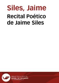 Recital Poético de Jaime Siles