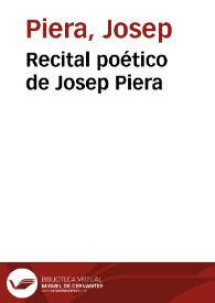 Recital poético de Josep Piera