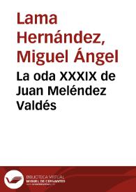 La oda XXXIX de Juan Meléndez Valdés