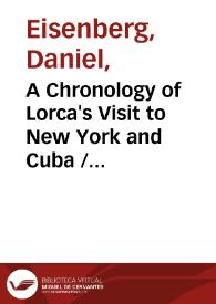 A Chronology of Lorca's Visit to New York and Cuba
