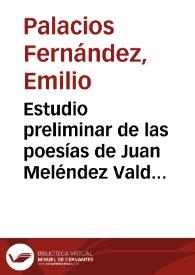 Estudio preliminar de las poesías de Juan Meléndez Valdés