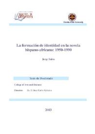 La formación de identidad en la novela hispano africana : 1950-1990