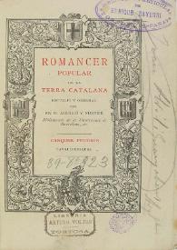 Romancer popular de la terra catalana : cançons feudals cavalleresques