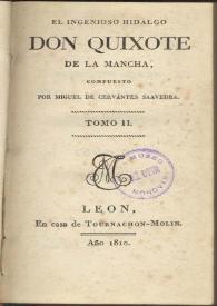 El ingenioso hidalgo Don Quixote de La Mancha. Tomo II