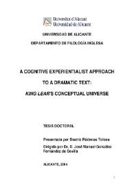 A cognitive experientialist approach to a dramatic text : King Lear's conceptual universe