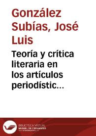 Teoría y crítica literaria en los artículos periodísticos del dramaturgo romántico José María Díaz