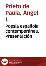 Poesía española contemporánea. Presentación