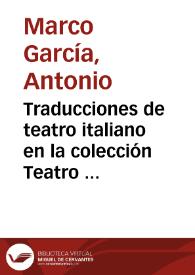 Traducciones de teatro italiano en la colección Teatro selecto, antiguo y moderno, nacional y extranjero (1866-1869)