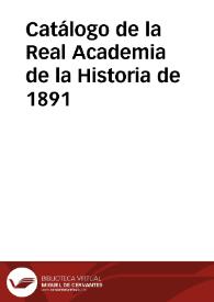 Catálogo de la Real Academia de la Historia de 1891