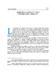 ¿Debe ser la moral el único criterio para legislar?